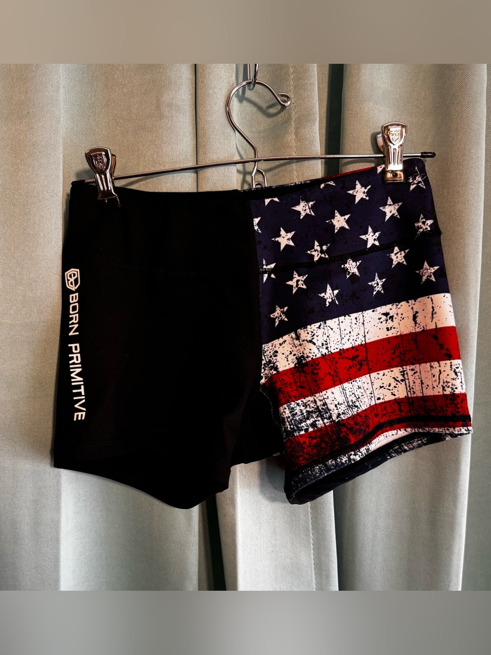 Born Primitive American Flag Shorts Navy Blue Patriotic Gym Workout Size XS